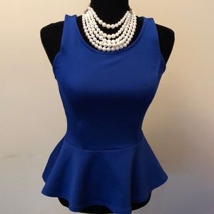 Royal Blue Peplum Shirt.